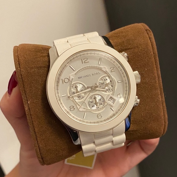 Silver/White Michael Kors Watch main image 4